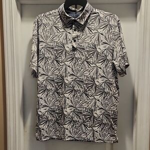 Walter Hagen Grey and White Palm Print Polo Shirt